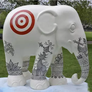 Moderna resina bianca elefante statua fiori all'aperto parco decorazione della casa