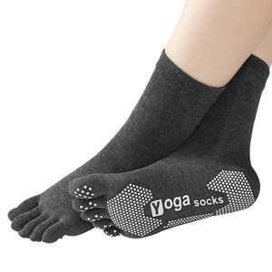 Yoga Socks Mid Calf Five Finger Split Toe Anti Slip Cotton Women's Fitness Pilates Socks - Product Image 4