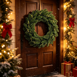 Guirlande de Noël artificielle réaliste UMIND en aiguilles de pin, non décorée, verte, pour la décoration de la porte d'entrée ou des murs. - Product Image 6