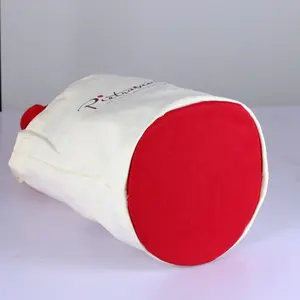 Kundendefinierte runde form zylindrische kordelzugtasche baumwolle leinwand kosmetik lagerung einkaufen tragetasche