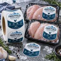 Étiquettes adhésives imperméables, résistantes à l'huile et au congélateur pour aliments congelés, viande, fruits de mer, galettes de hamburgers et emballages de chaîne du froid