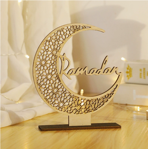 DAMAI Wholesale Eid Mubarak Decor Muslim Decorative <b>Star</b> Moon <b>Lights</b> Ornaments Hollow Wooden Crafts for Bedroom Wall Decor - Product Image 2