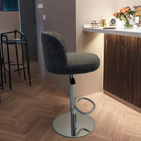 Chaise de bar en velours gris spatial, ergonomique et moderne, avec support réglable en hauteur, base en cuir poli miroir, pour usage domestique, hôtelier et commercial