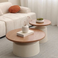 Table basse extensible en bois de style nordique, couleur crème, pour petit appartement, salon, meubles de maison, ronde