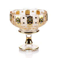 Copa decorativa de cerámica con diseño de girasoles, copa de vidrio con forma de fruta, color dorado, 4,5 pulgadas