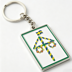 Porte-clés personnalisé en alliage de zinc émaillé souple, motif Maypole d'été, plaqué nickel, style vintage, souvenir de festival pour touristes - Product Image 3