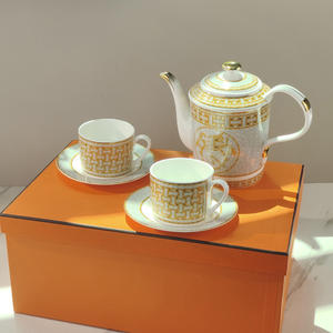 Low Price Discount Nordic Luxury <b>Gold</b> Mosaic Bone China Tea Set - Product Image 6