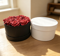 Boîtes cadeaux cylindriques rondes en carton industriel avec couvercle, matériaux recyclés, impression quadricolore personnalisable pour fleurs