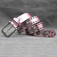 Ceinture personnalisée JULUN, ceinture cloutée, ceintures de créateur, motif serpent de haute qualité avec emblème crâne Fleur-de-lis, accessoire de taille punk rock