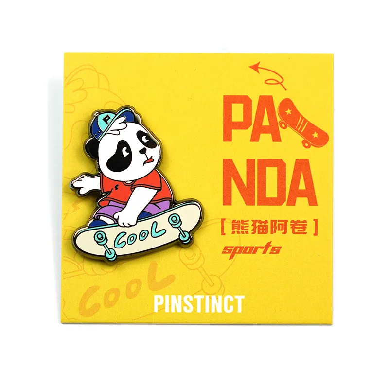 Manufacturer Cheap Custom Bulk RTS Cute Kungfu Panda Animal Baseball Hats Quality Alloy Metal Hard Enamel Collar Lapel Pin