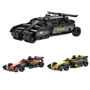 Jeu de construction éducatif personnalisé 166-181 pièces 1:20 en ABS, transformable 2-en-1, modèle de voiture de course F1 (à rétrofriction) et de transport - Product Image 1