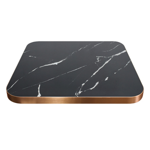 <span class=keywords><strong>Table</strong></span> à manger carrée en porcelaine marbrée noire avec piétement en <span class=keywords><strong>fonte</strong></span> antique à 4 pattes - Product Image 6