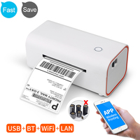 Imprimante d'étiquettes thermiques directes de 4 pouces avec USB, Bluetooth et Wi-Fi, imprimante d'étiquettes d'expédition pour entrepôt 4x6, imprimante de bureau pour étiquettes de 108 mm