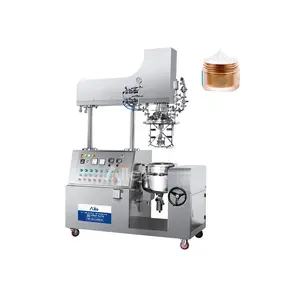 Tốc độ cao làm việc nâng loại chân không homogenizer Emulsifier máy với tùy chọn dầu và nước nồi và PLC chạm vào màn hình