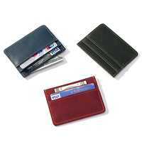 Porte-cartes vintage personnalisé avec logo, en cuir Crazy Horse, multi-fentes, minimaliste, pour hommes, avec poche avant