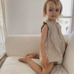Ropa de Bebé Recién Nacido, Mono de Lino con Volantes, Transpirable, de Cáñamo y Algodón, para Verano, Venta al Por Mayor - Product Image 2