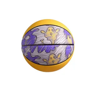 Özelleştirilmiş destek kompozit boyutu 7 aydınlık holografik PU basketbol topu