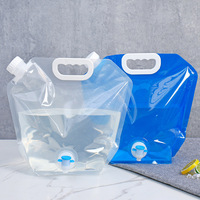 Sac de stockage d'eau 5L 10L Camping et randonnée pochettes pliables en plastique pour boissons et eau avec robinet