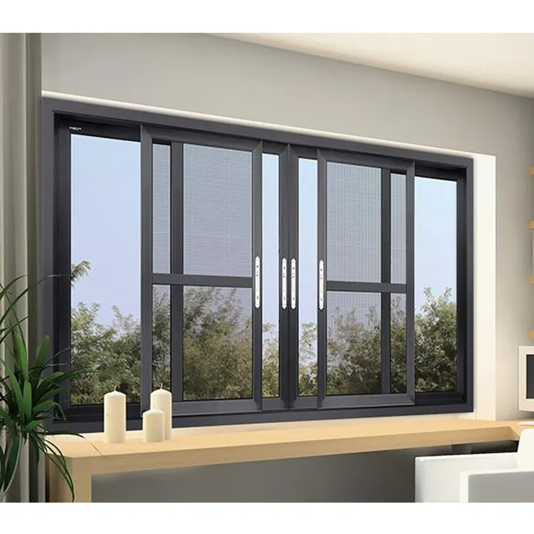 Yüksek kaliteli As2047 ulaşan Modern alüminyum sürgülü çift camlı temperli cam sürgülü pencereler