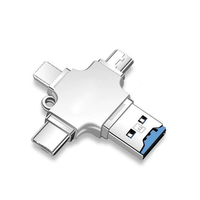 Venta al por mayor 4 en 1 lector de tarjetas universal Mini TF adaptador de memoria 3,0 USB OTG convertidor Compatible con tipo C Micro USB para teléfono