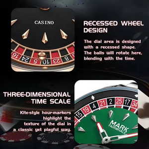 Mark Fairwhale <b>Casino</b> Roulette <b>Watch</b> 42mm Stainless Steel Analog Quartz Men's Luxury <b>Watch</b> with Luminous Hands - Product Image 5