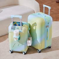 Valise unisexe rotative de style crème glacée dégradée, grande capacité, pour étudiant, avec roues silencieuses omnidirectionnelles