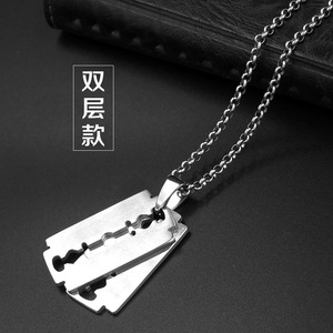 Collier à lame en acier inoxydable pour hommes, pendentif géométrique SP534 - Product Image 2