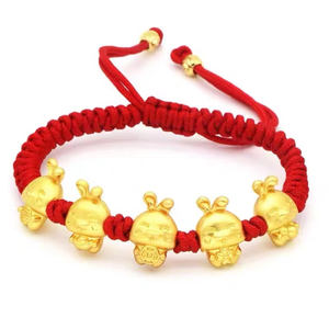 Mascot Five Fortunes สร้อยข้อมือเชือกกระต่ายสีทองสีแดง,สร้อยข้อมือนำโชคดีๆนำโชคปีใหม่สไตล์จีนปี2023 - Product Image 6