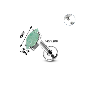Piercing de Labio de Piedra Natural con Parte Superior de Titanio de 16G con Rosca Interna - Product Image 2