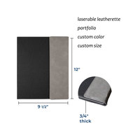 Portefeuille à trois volets en cuir PU personnalisable par gravure laser avec boucle pour stylo, bloc-notes ligné, poches pour cartes et emplacements vierges pour gravure laser
