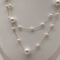 Chaîne élégante super longue en perles plaquées or, nouveaux accessoires de mode tendance, collier de perles à motif géométrique sur les colliers du marché