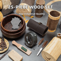 Ensemble de 25 couteaux à sculpter le bois de qualité industrielle, manche en bois de noyer, couteau à découper, étui en cuir vintage, personnalisable OEM, garantie 3 ans