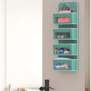 4 Pocket Over Door <b>Hanging</b> Organizer Turquoise Baby <b>Storage</b> Closet <b>Wall</b> Mount Fabric Organizer - Product Image 5