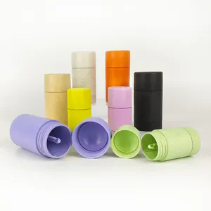 Embalagem de tubo redondo para desodorante, canudo de trigo biodegradável PCR, recipiente de desodorante torcido, 75ml, cores vazias, ECO