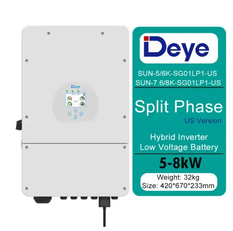 Yüksek kaliteli Deye SUN-8K-SG01LP1-US bölünmüş faz hibrid invertör 48V güneş invertörleri 5KW hibrid düşük frekanslı çevirici ibrido