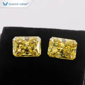 Tianyu gemme custom radiant cut 8*10 millimetri 3ct vivid giallo moissanite del diamante