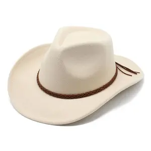 100% lana australiana Fel personalizado hecho a mano ala ancha fieltro Fedora sombreros otoño Vintage nuevo vaquero para damas personalizado señora sombrero