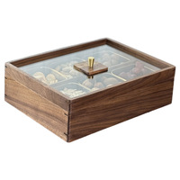 Houten fruitmand met deksel, Chinese minimalistische stijl, verdeeld dienblad voor woonkamer, huishoudelijk gebruik, vochtbestendige opbergdoos