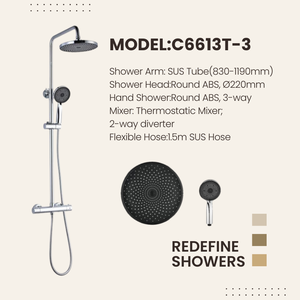 Columna <span class=keywords><strong>de</strong></span> <span class=keywords><strong>Ducha</strong></span> Termostática <span class=keywords><strong>de</strong></span> Acero Inoxidable Cromado con Monomando, Lluvia y Rociado Suave - Product Image 2