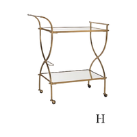 Chariot à boissons moderne en verre miroir à 2 couches décoratif Chariot de bar en acier à cadre doré pour la maison et l'hôtel Chariot utilitaire fonctionnel