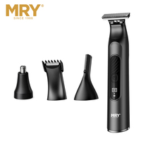 Tondeuse à poils corporels pour hommes MRY, plusieurs accessoires, lame en céramique, 6800 tr/min, étanche IPX6, 600 mAh, écran LCD, 90 minutes d'autonomie, usage domestique