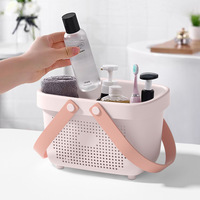 Panier de douche rectangulaire portable avec poignées, en plastique, style minimaliste, modèle Five Thousand Three Hundred Storage