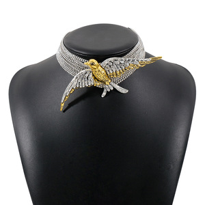Fashion <b>Statement</b> Bird Crystal <b>Necklace</b> Multi Layer Swallow Shaped Rhinestone Tennis Chain <b>Necklace</b> for Women - Product Image 2