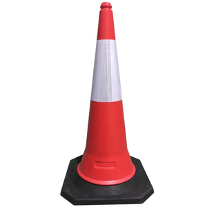 Cono de advertencia de tráfico de alta visibilidad de 100cm, Base de goma duradera y Material plástico, barrera de tráfico PE para seguridad vial - Product Image 1