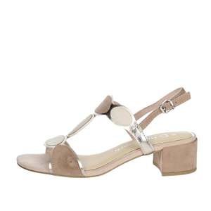 Marco Tozzi Sandales à talons pour femme Cipria 42 Talon bloc en daim argenté avec bride en T - Product Image 1