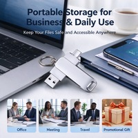 2in1 U Disk 128GB 64GB 32GB Antarmuka Tipe C Ponsel Pintar Komputer Transmisi Saling Portabel Otg USB Memory Pen Drive Logam