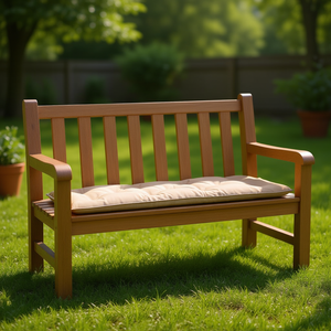 Coussin de banc de jardin d'extérieur beige rectangulaire 100% polyester matelassé amovible lavable pour toutes les saisons - Product Image 2