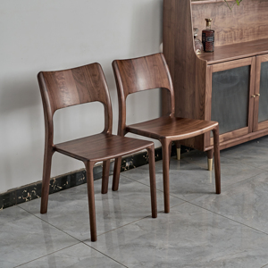 Sillas Nórdicas con Respaldo, Sillas Casuales de Madera de Nogal Negro, Sillas Pequeñas y Sencillas para el Hogar, Sillas de Madera para Cocina, Comedor, Sillón para Hotel/Restaurante - Product Image 1