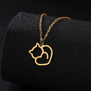 Myshape carino gattino gatto ciondolo collana in acciaio inox collo animale catena gioielli di moda regalo per le donne ragazze amico 2024 - Product Image 1