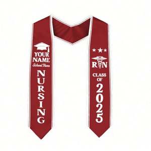 Custom Simple Class 2025 <b>Graduation</b> Stole Set Durable Polyester Thermal Transfer Printed Personalized <b>Sash</b> Cap Gown Promotional - Product Image 2